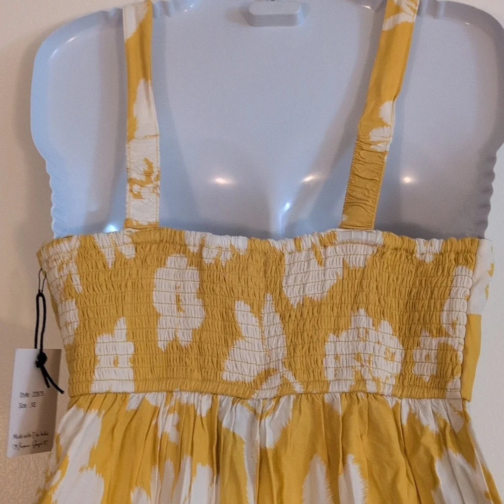 Yellow and White Floral Sundress with Tie Straps - Picture 9 of 15